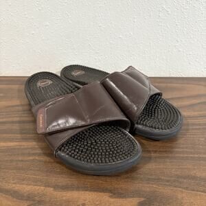 Kenkoh Massage Sandals Mens 11 Brown Slides Reflexology LE-230 One Strap Japan